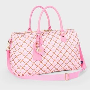 Roller Rabbit Pink Patterned Quilted Travel Duffel